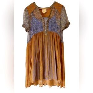 Maeve by Anthropologie // Sheer Floral Half Sleeve Mini Dress // US 4